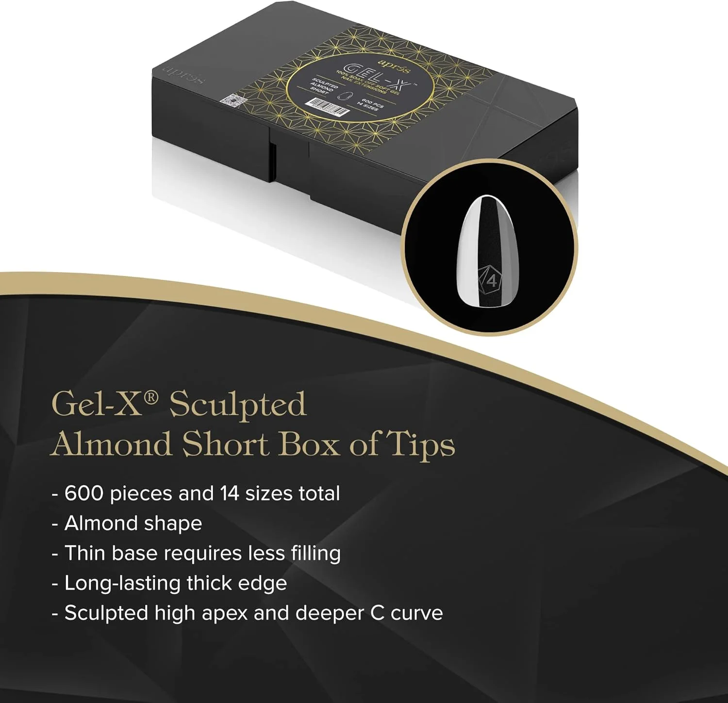 جعبه تیپ کاشت ناخن بادامی کوتاه مدل Sculpted Almond Short 2.0، ‏14 سایز، 600 عددی
