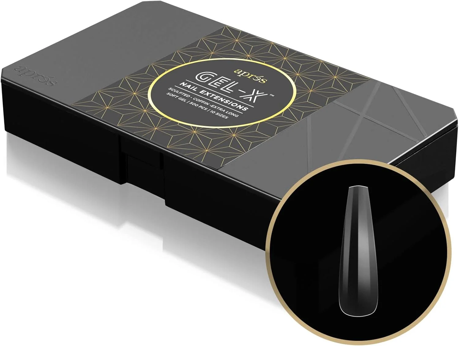 باکس تیپ های ژل-ایکس™ اسکالپتِد کافین خیلی بلند اِی پی آر اِس نیل | 500 عدد تیپ ژل-ایکس | کیفیت عالی | 10 سایز 0-9