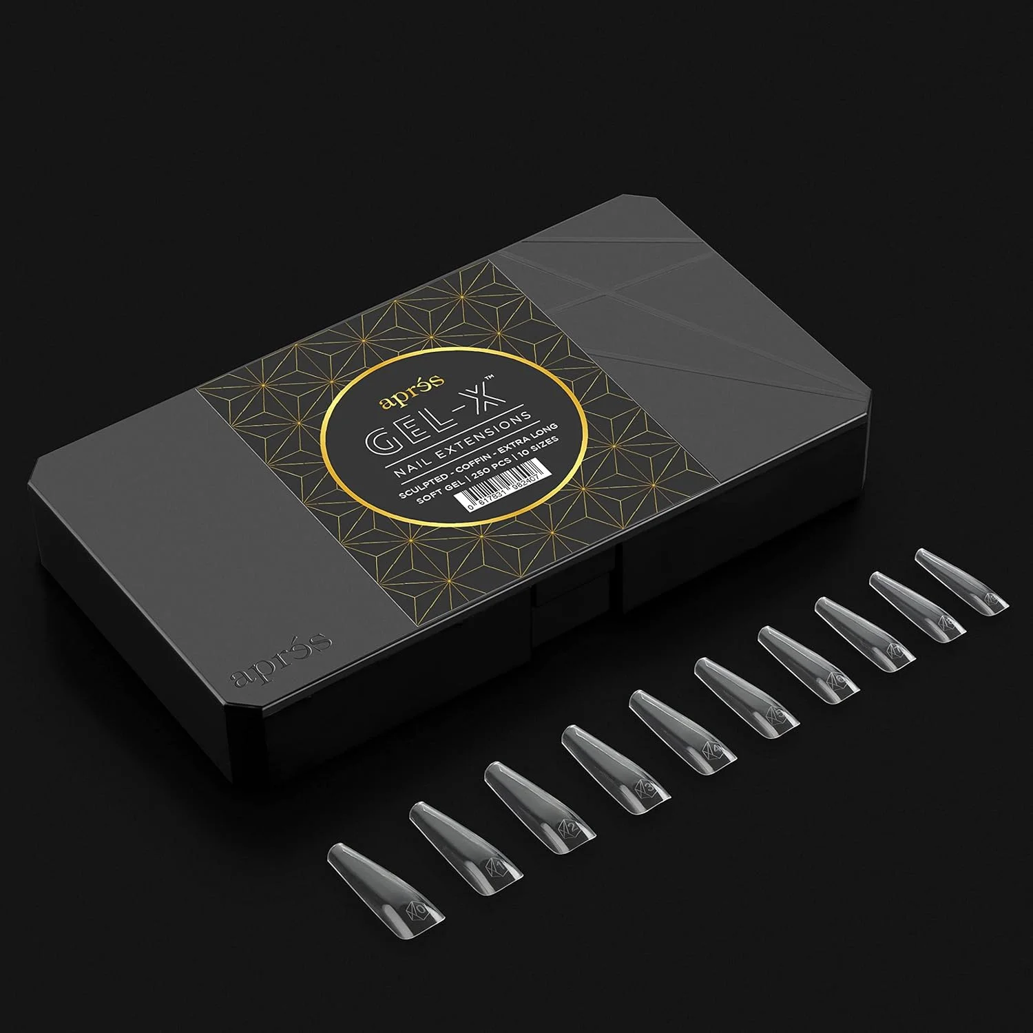 باکس تیپ های ژل-ایکس™ اسکالپتِد کافین خیلی بلند اِی پی آر اِس نیل | 500 عدد تیپ ژل-ایکس | کیفیت عالی | 10 سایز 0-9