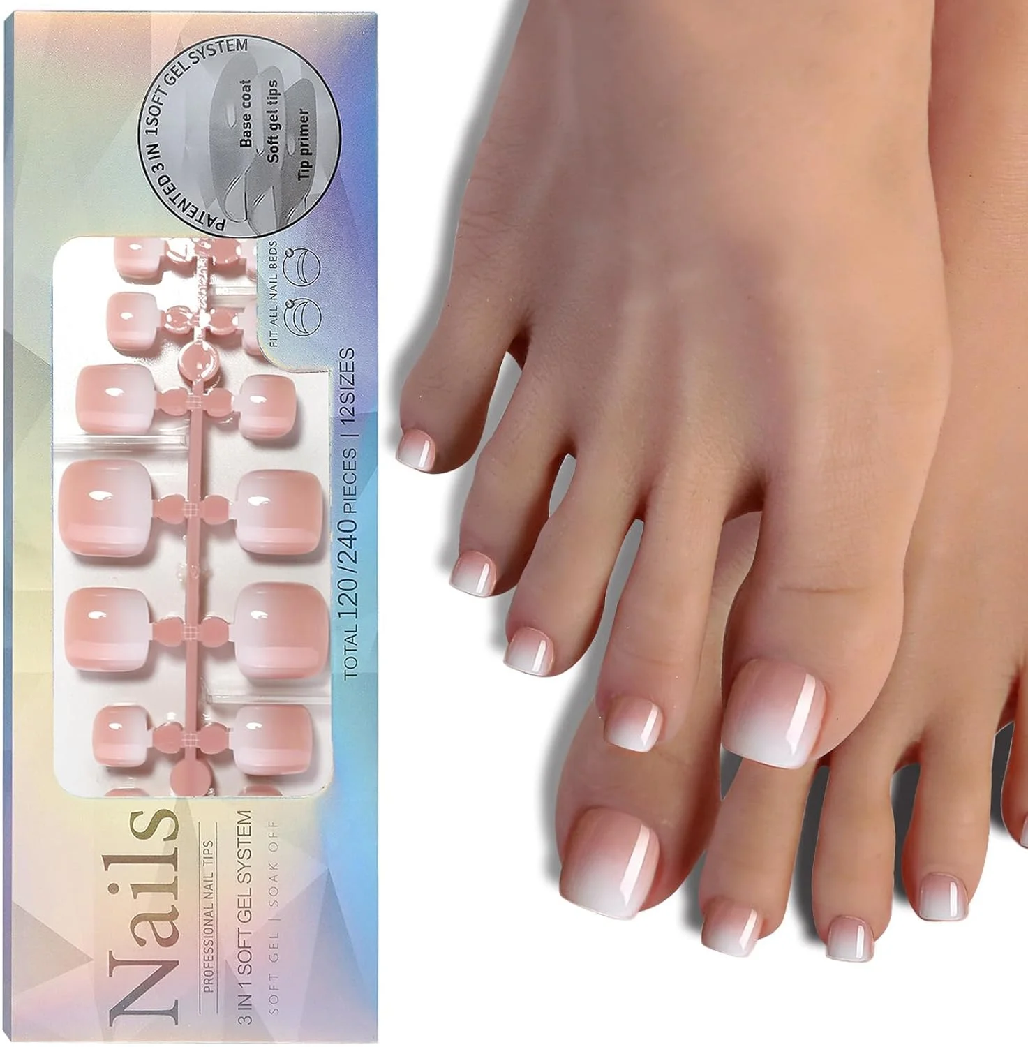 ناخن مصنوعی پا آزونی، 120 عددی، طرح فرنچ، کوتاه، مربعی کلاسیک، پوشش کامل، مناسب طراحی ناخن در منزل برای بانوان و دختران (01) ناخن مصنوعی پا آزونی، 120 عددی، طرح فرنچ، کوتاه، مربعی کلاسیک، پوشش کامل، مناسب طراحی ناخن در منزل برای بانوان و دختران (01)