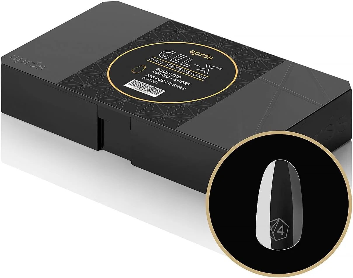 جعبه تیپ های گرد کوتاه و فرم دار ژل ایکس® آپرس | ۵۰۰ عدد تیپ ژل ایکس، ۱۱ سایز ۰۰ تا ۹، کیفیت عالی