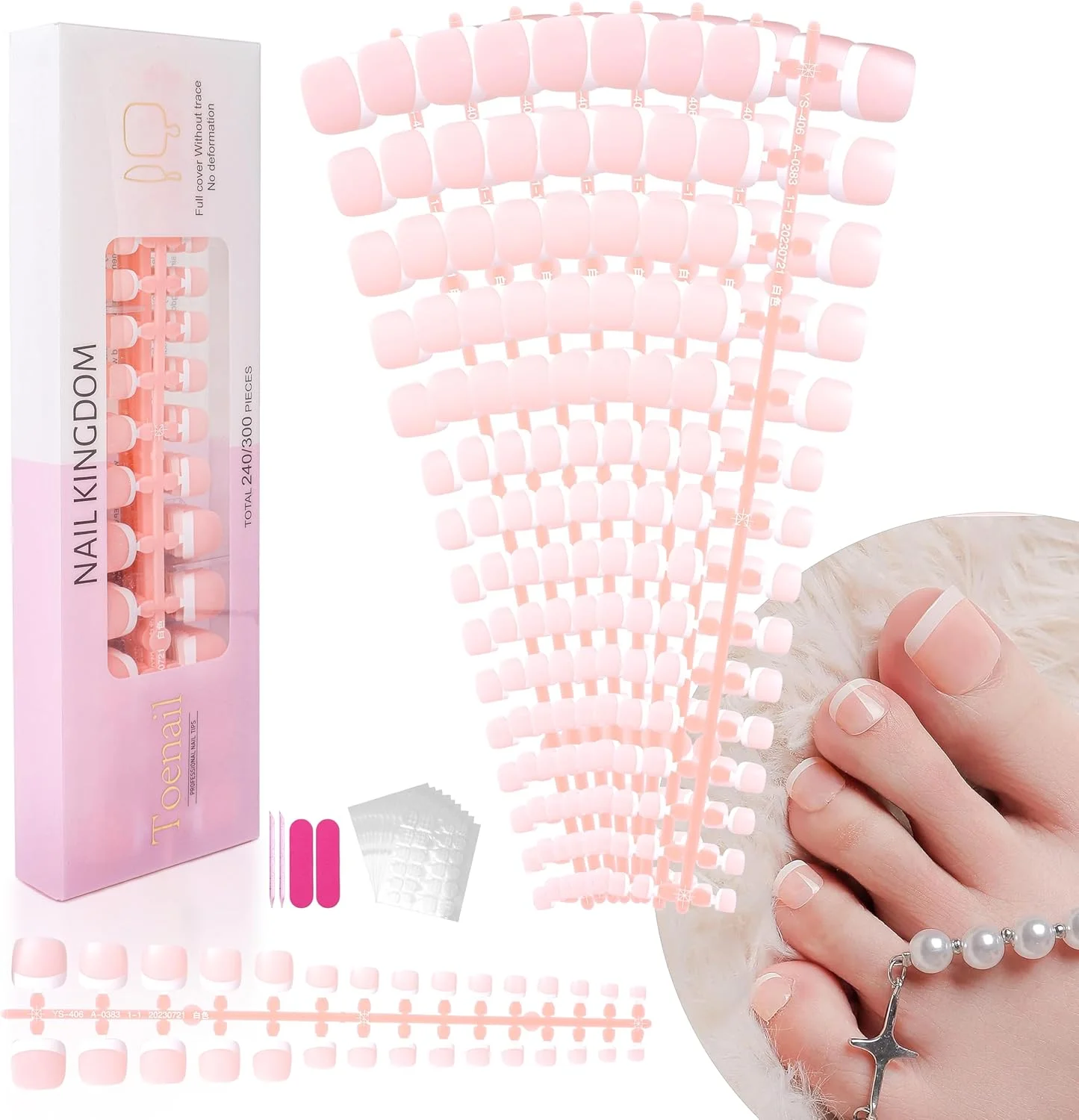 تیپ ناخن انگشت پا فرانسوی - ناخن های مصنوعی فرانسوی کوتاه، 240 عدد تیپ ناخن ژل نرم برهنه، ناخن های ژلی نوک فرانسوی برای طراحی ناخن DIY، 406