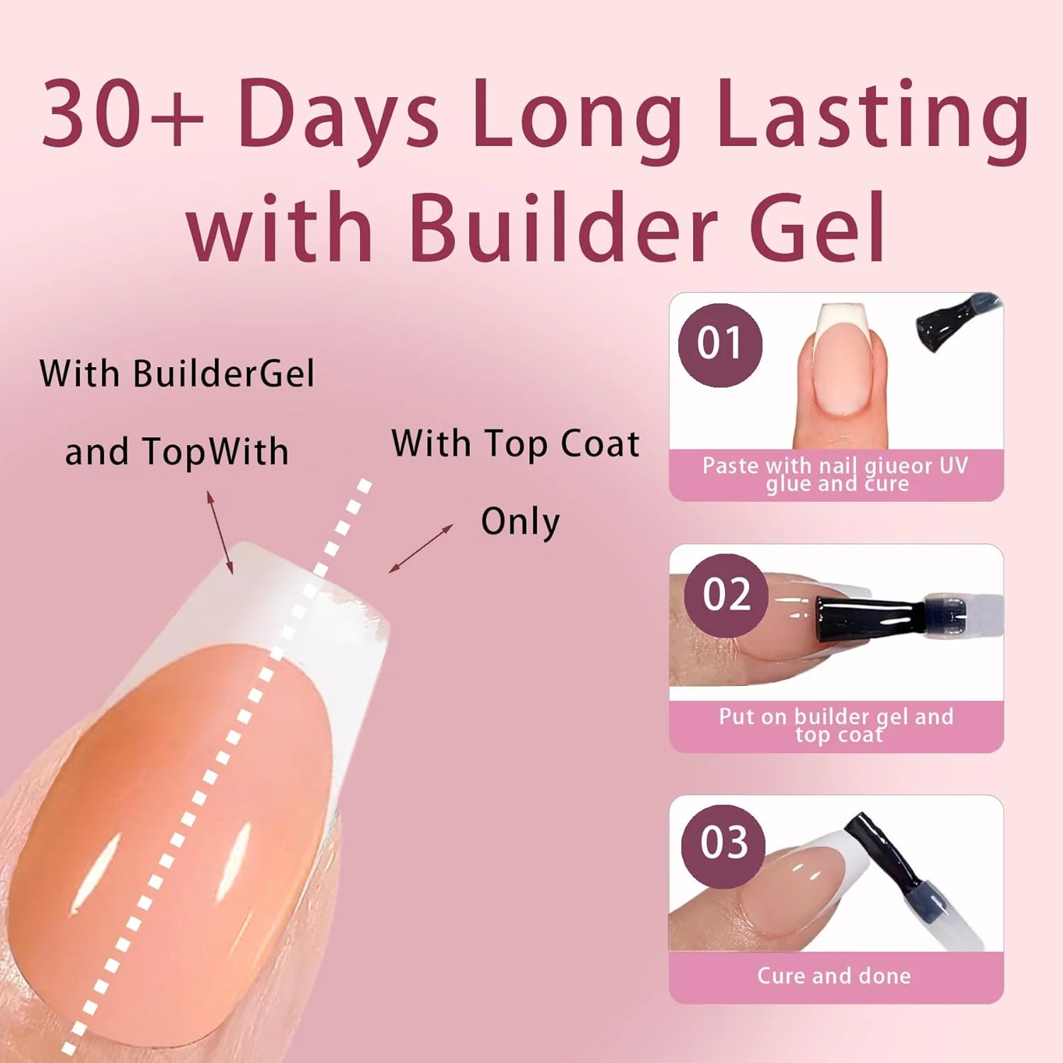 تیپ ناخن ژلی فرانسوی، ناخن های مصنوعی اکرلیک، 240 عدد قهوه ای کوتاه تابوتی، دارای پرایمر و لایه پایه از قبل اعمال شده، مانیکور DIY برای اکستنشن ناخن