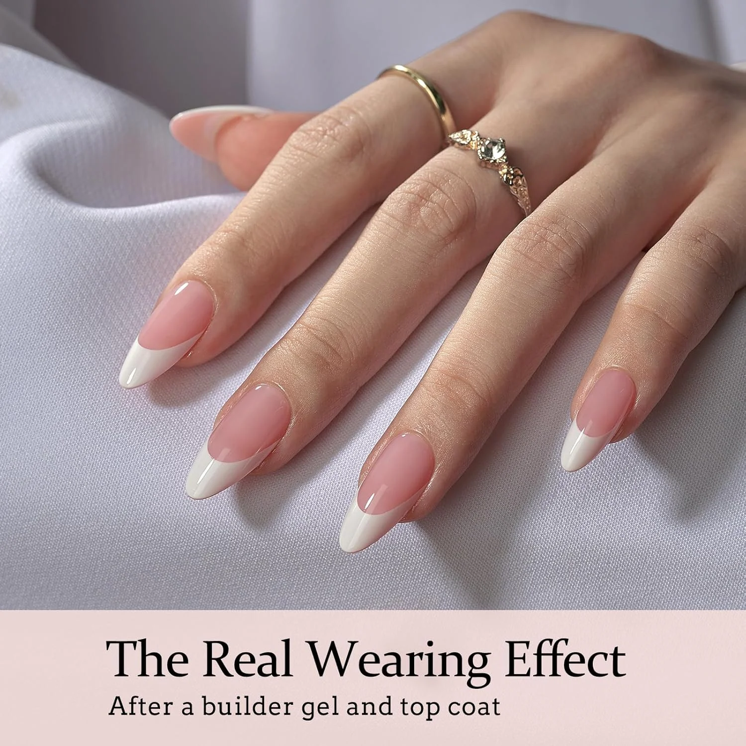 BTArtboxnails ناخن مصنوعی فرنچ ژلی - ناخن های مصنوعی فرنچ نوک صورتی بادامی متوسط XCOATTIPS، بدون نیاز به سوهان کشی ناخن های مصنوعی برای طراحی ناخن، هدیه روز ولنتاین