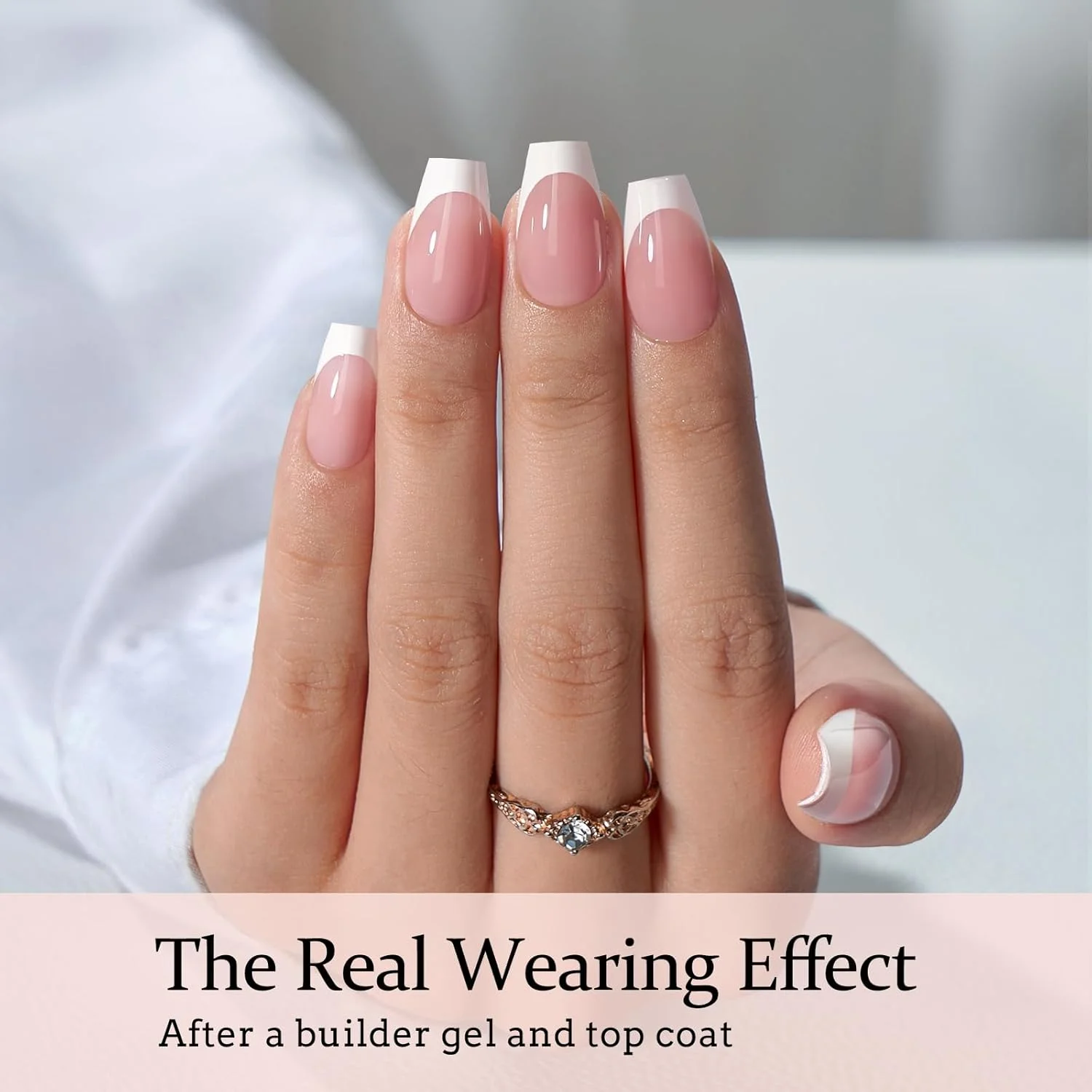 ناخن مصنوعی فرنچ ژلی BTArtboxnails - ناخن های مصنوعی فرنچ نوک صورتی کوتاه مدل تابوتی XCOATTIPS با پرایمر و بیس کت از پیش اعمال شده، بدون نیاز به سوهان کشیدن ناخن های مصنوعی برای طراحی ناخن