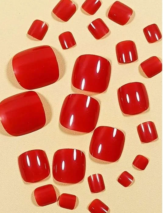 ناخن مصنوعی قرمز کلاسیک، مربعی متوسط، ناخن انگشت پا، ژله ای براق، 24 عددی، قرمز شیک، ناخن های اکریلیک مصنوعی با چسب ناخن مصنوعی قرمز کلاسیک، مربعی متوسط، ناخن انگشت پا، ژله ای براق، 24 عددی، قرمز شیک، ناخن های اکریلیک مصنوعی با چسب