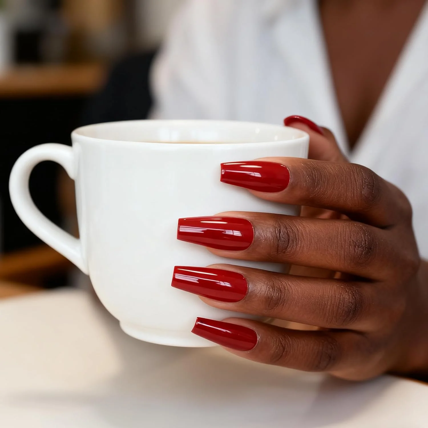 ناخن مصنوعی باله ای قرمز خوش رنگ Coolnail، ناخن های بلند یاقوتی رنگ، مدل تابوتی، مناسب مهمانی و عروسی، به همراه چسب نواری، 24 عدد در هر بسته