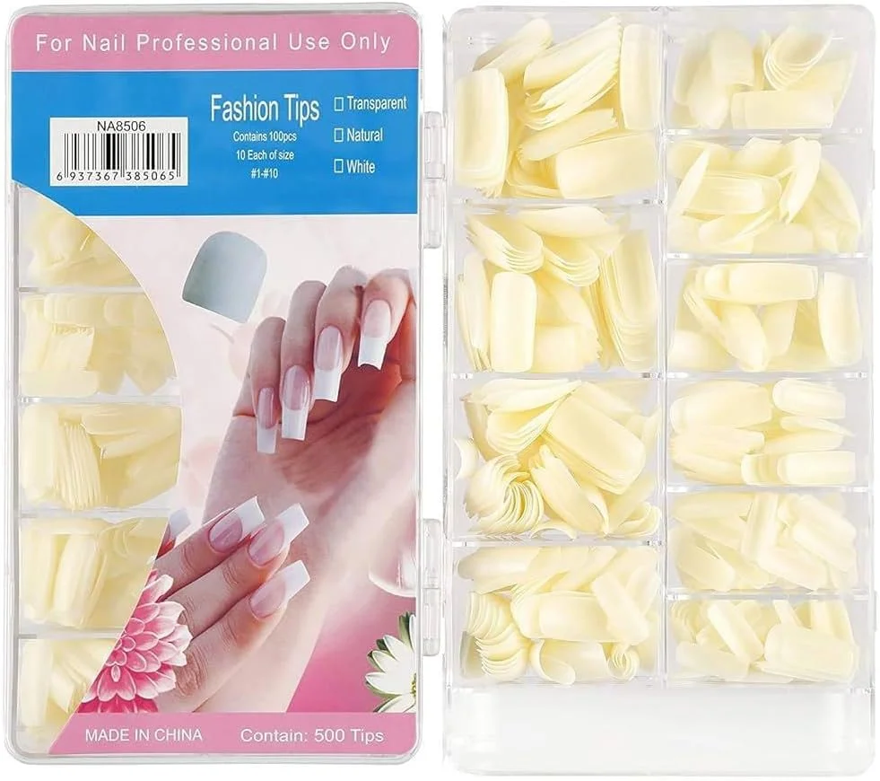 مجموعه ۵۰۰ عددی تیپ ناخن (شفاف و طبیعی)، پوشش کامل مربعی، ۱۰ سایز ۰-۹ با جعبه نگهداری - تیپ ناخن مصنوعی حرفه ای برای اکریلیک/ژل/فشاری مجموعه ۵۰۰ عددی تیپ ناخن (شفاف و طبیعی)، پوشش کامل مربعی، ۱۰ سایز ۰-۹ با جعبه نگهداری - تیپ ناخن مصنوعی حرفه ای برای اکریلیک/ژل/فشاری