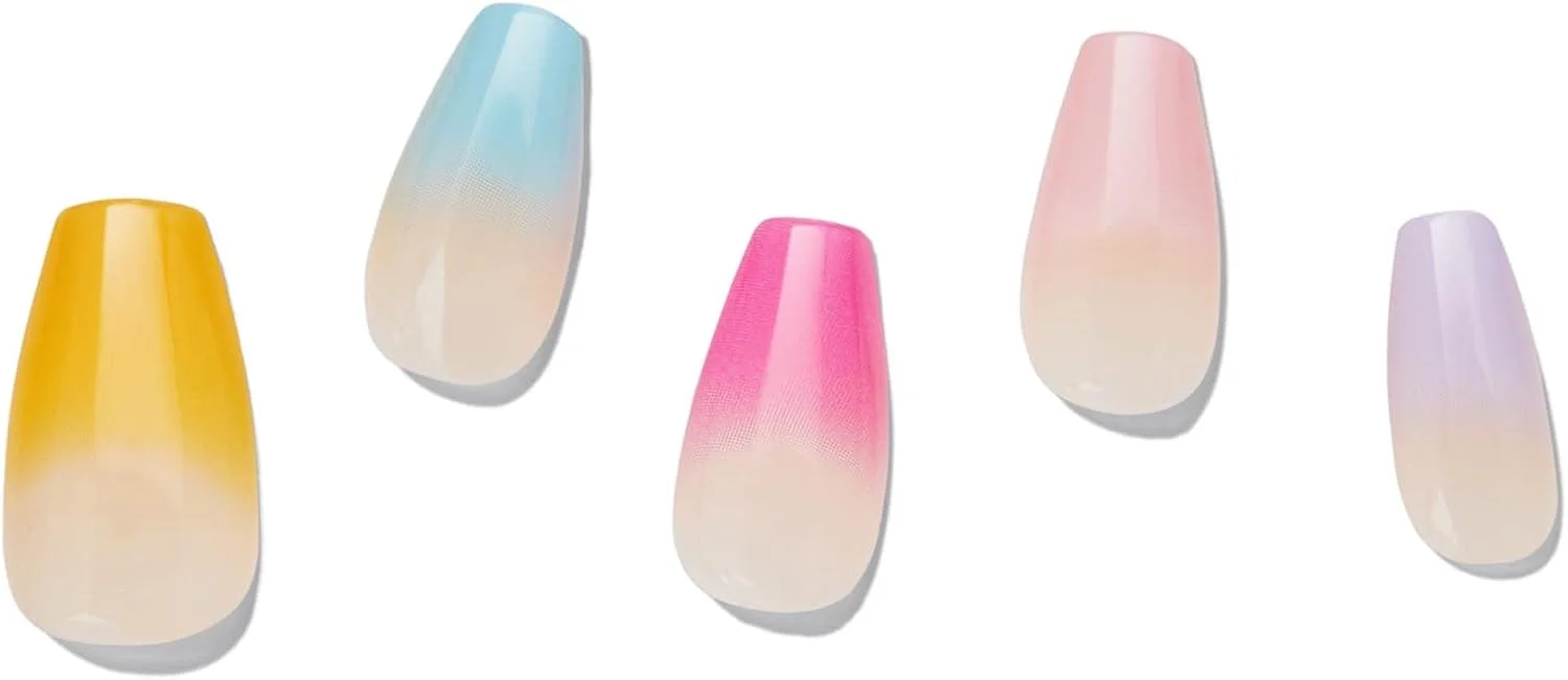 ناخن مصنوعی مجیک پرس Dashing Diva - مدل Happy Medium | ناخن های بلند و تابوتی | ناخن های ژلی بادوام | ماندگاری تا 7 روز | شامل 30 ناخن مصنوعی، 1 پد تمیز کننده، 1 سوهان