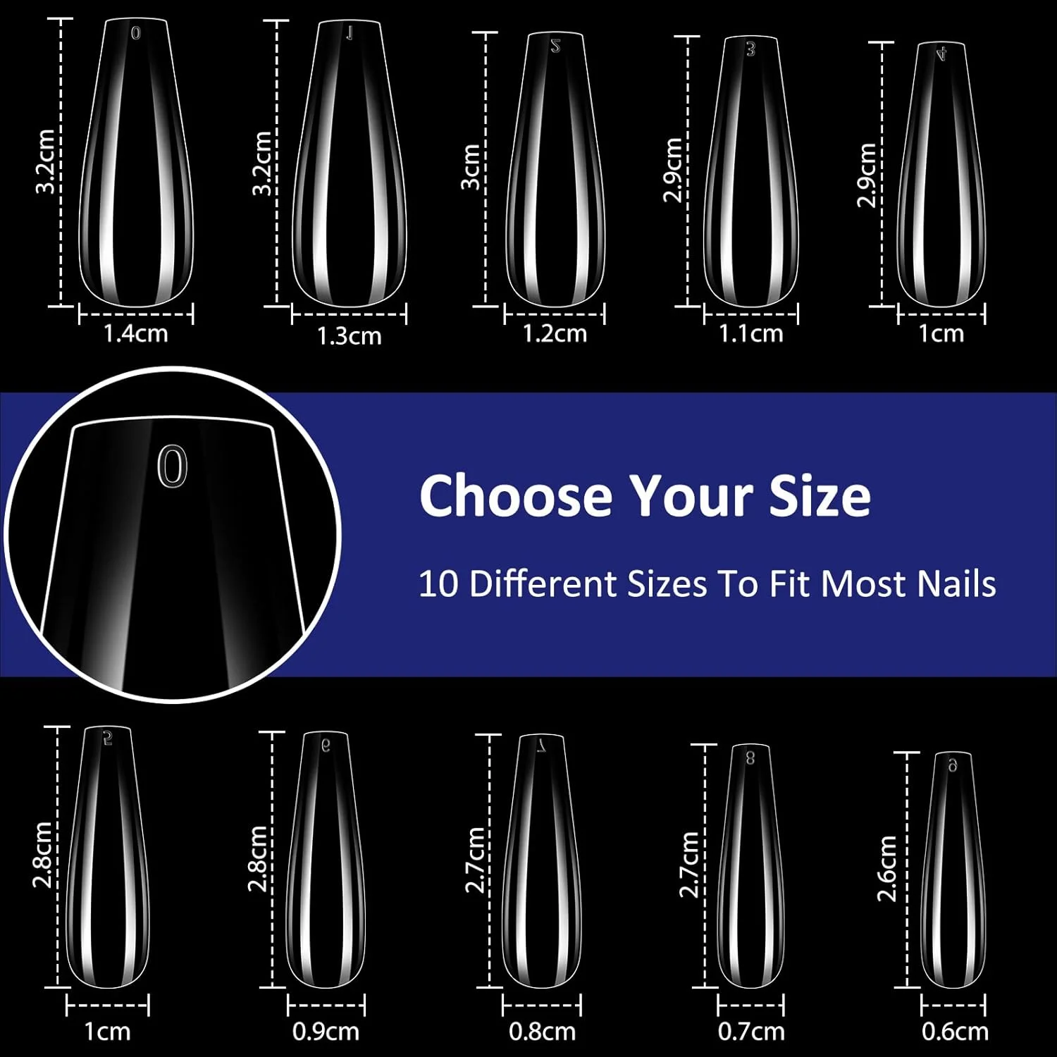 ناخن مصنوعی دیبونیور، 500 عدد کپسول ژلی آمریکایی، 10 سایز پوشش کامل شفاف برای متخصصان کاشت ناخن، مبتدیان مانیکور و هنر ناخن DIY در خانه