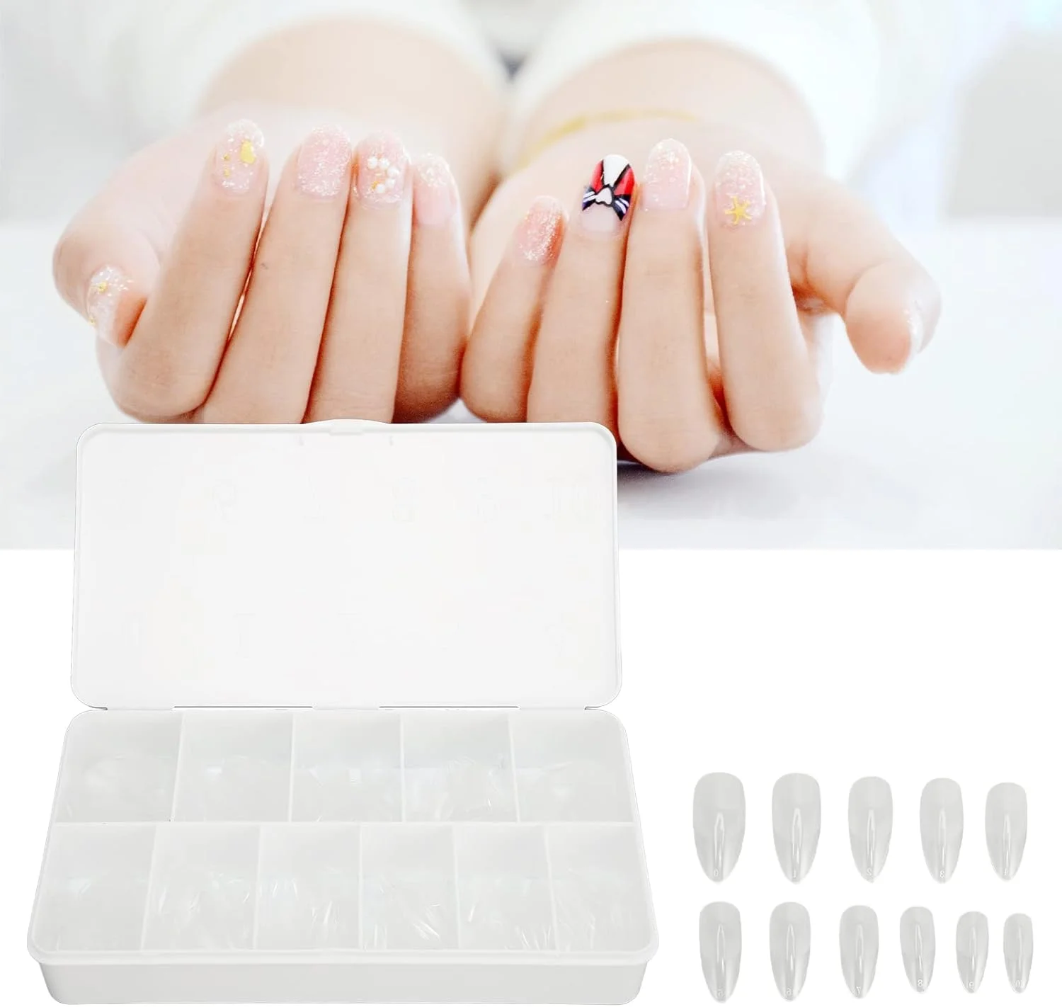 ناخن مصنوعی شفاف مات، ناخن مصنوعی شفاف مناسب طراحی ناخن، 550 عدد ناخن مصنوعی سبک و قابل تنفس مناسب سالن ناخن (بادامی) ناخن مصنوعی شفاف مات، ناخن مصنوعی شفاف مناسب طراحی ناخن، 550 عدد ناخن مصنوعی سبک و قابل تنفس مناسب سالن ناخن (بادامی)