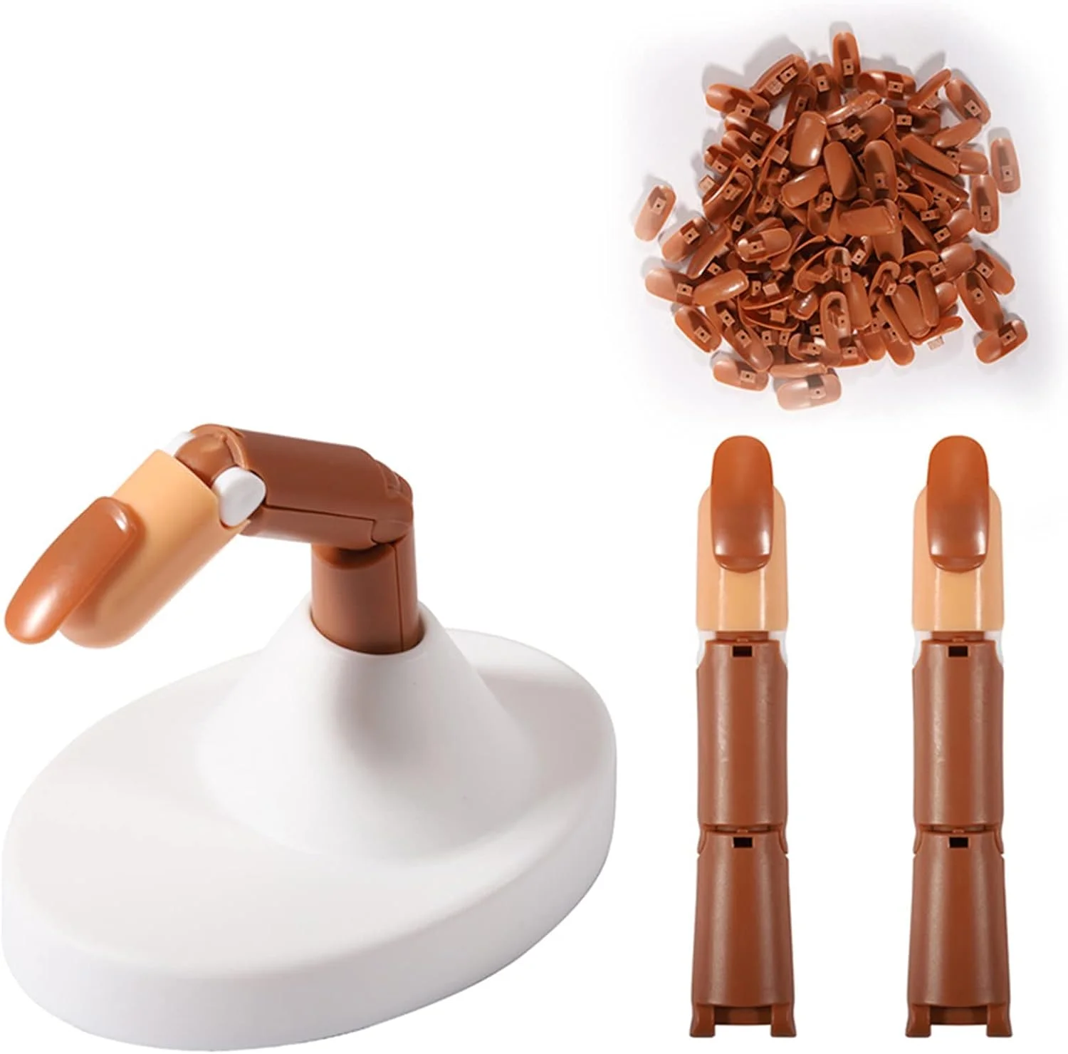 انگشت تمرینی ناخن، دست مانکن مصنوعی قابل تنظیم، کیت ابزار متحرک انعطاف پذیر با 100 عدد تیپ ناخن تابوتی برای ناخن های اکریلیک