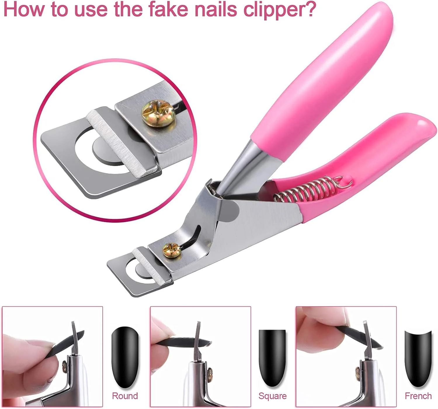 ۱۰ عدد گیره ناخن برای کاشت سریع و آسان + قیچی U شکل برای مانیکور و طراحی ناخن فرانسوی