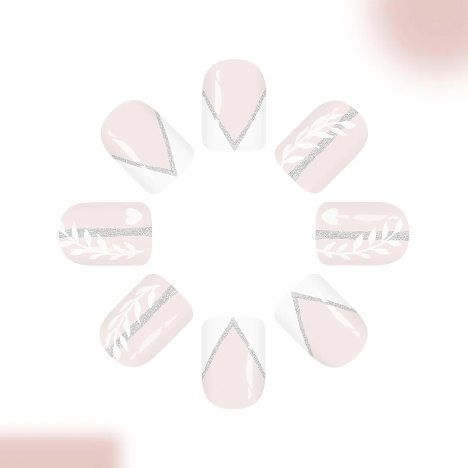 ناخن مصنوعی سفید براق اکلیلی 24 عددی، طراحی فرانسوی مربعی با پوشش دوگانه، نوک ABS قابل استفاده مجدد، ست ناخن مصنوعی ABS