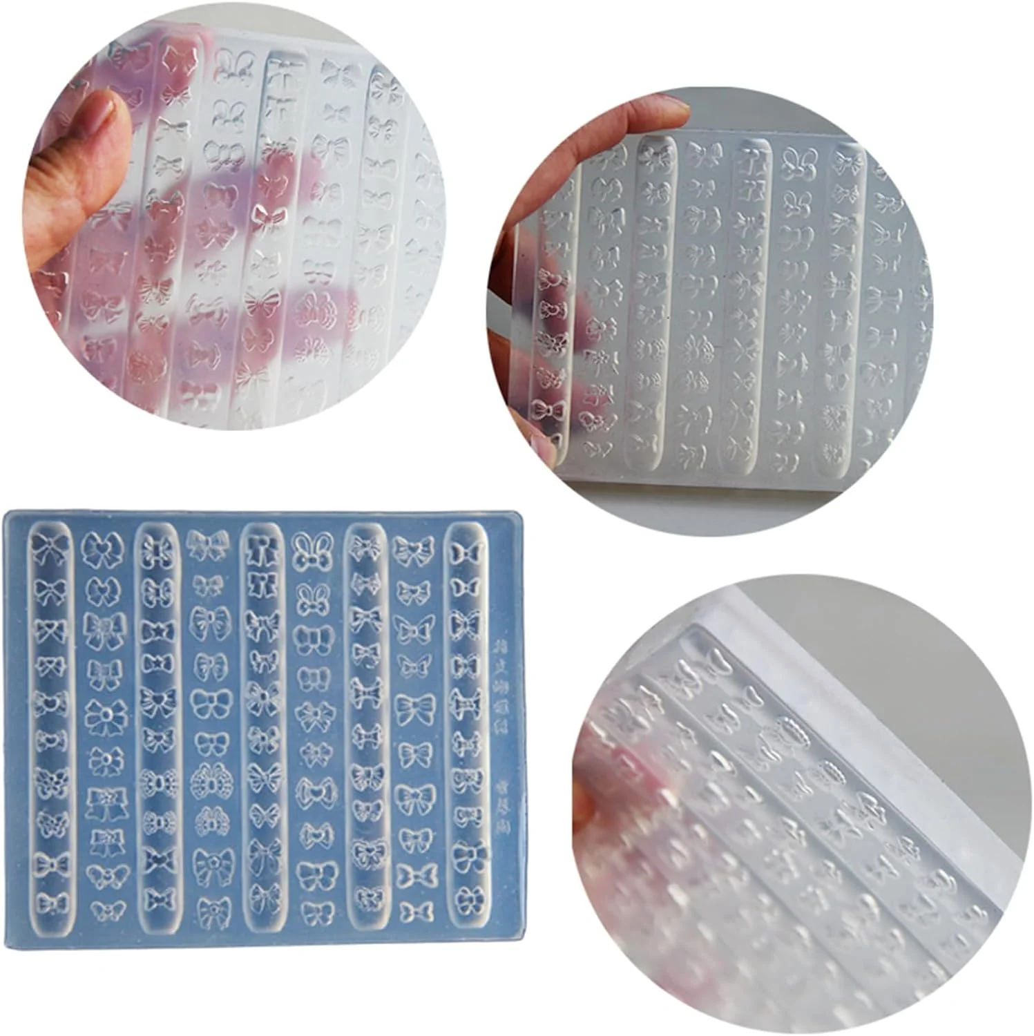 سیلیکون انعطاف پذیر طراحی ناخن برای طرح های منحصر به فرد پاپیونی، بادوام و با کاربری آسان، مناسب برای انواع و سایزهای ناخن، تزئینات ناخن