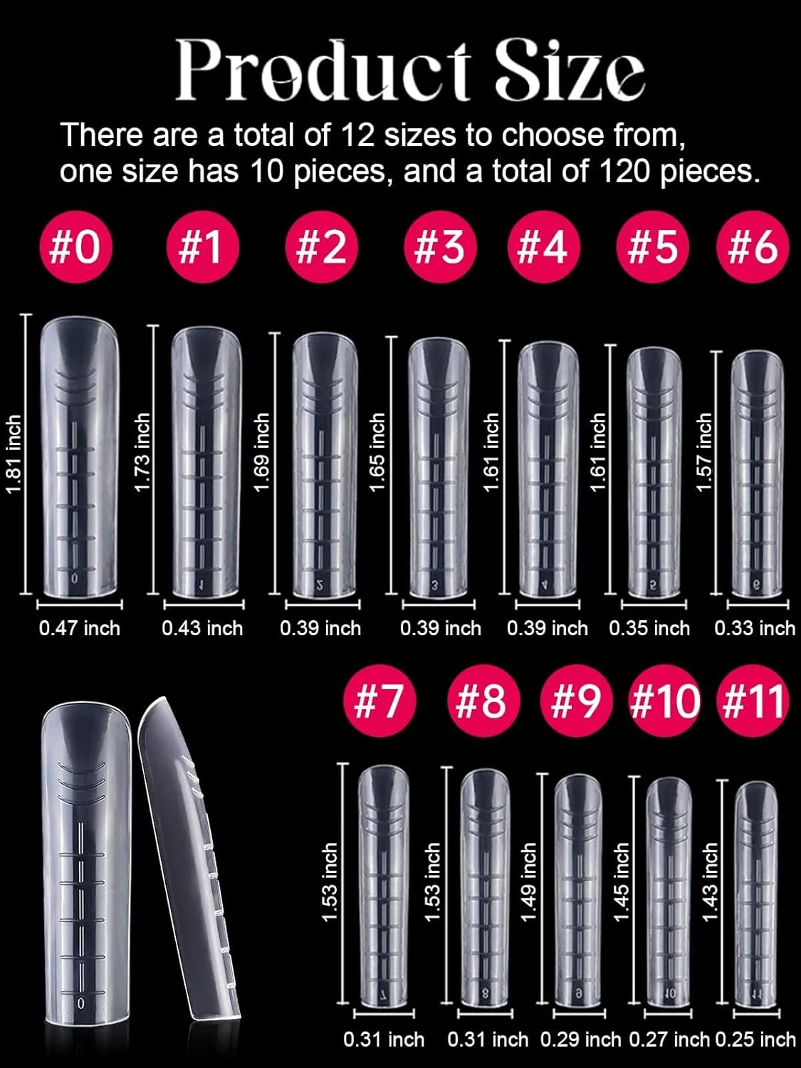 قالب ناخن مصنوعی EBANKU، 120 عددی، پوشش کامل، سیستم دوگانه، مناسب برای کاشت ناخن اکریلیک و طراحی ناخن