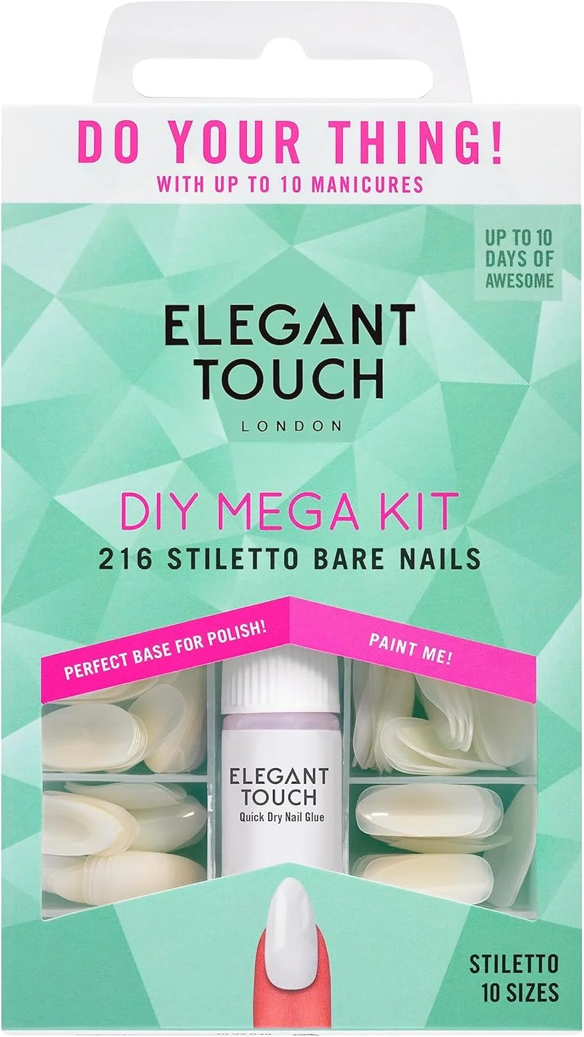 مجموعه بزرگ ناخن های استیلتو Elegant Touch Bare Nails