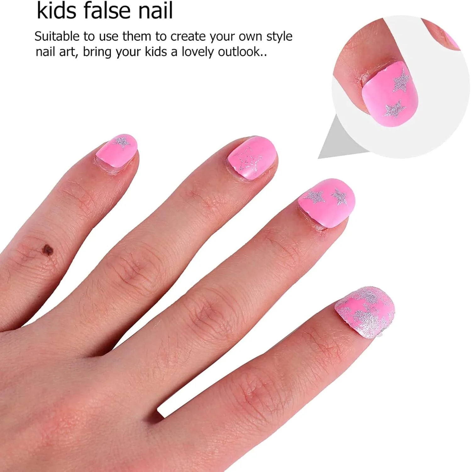 ناخن مصنوعی دخترانه ELECDON، ناخن های از پیش چسب دار با پوشش کامل برای کودکان، نوک ناخن های مصنوعی کوتاه از پیش چسب دار برای تزئین ناخن دختران، بچه ها و نوجوانان