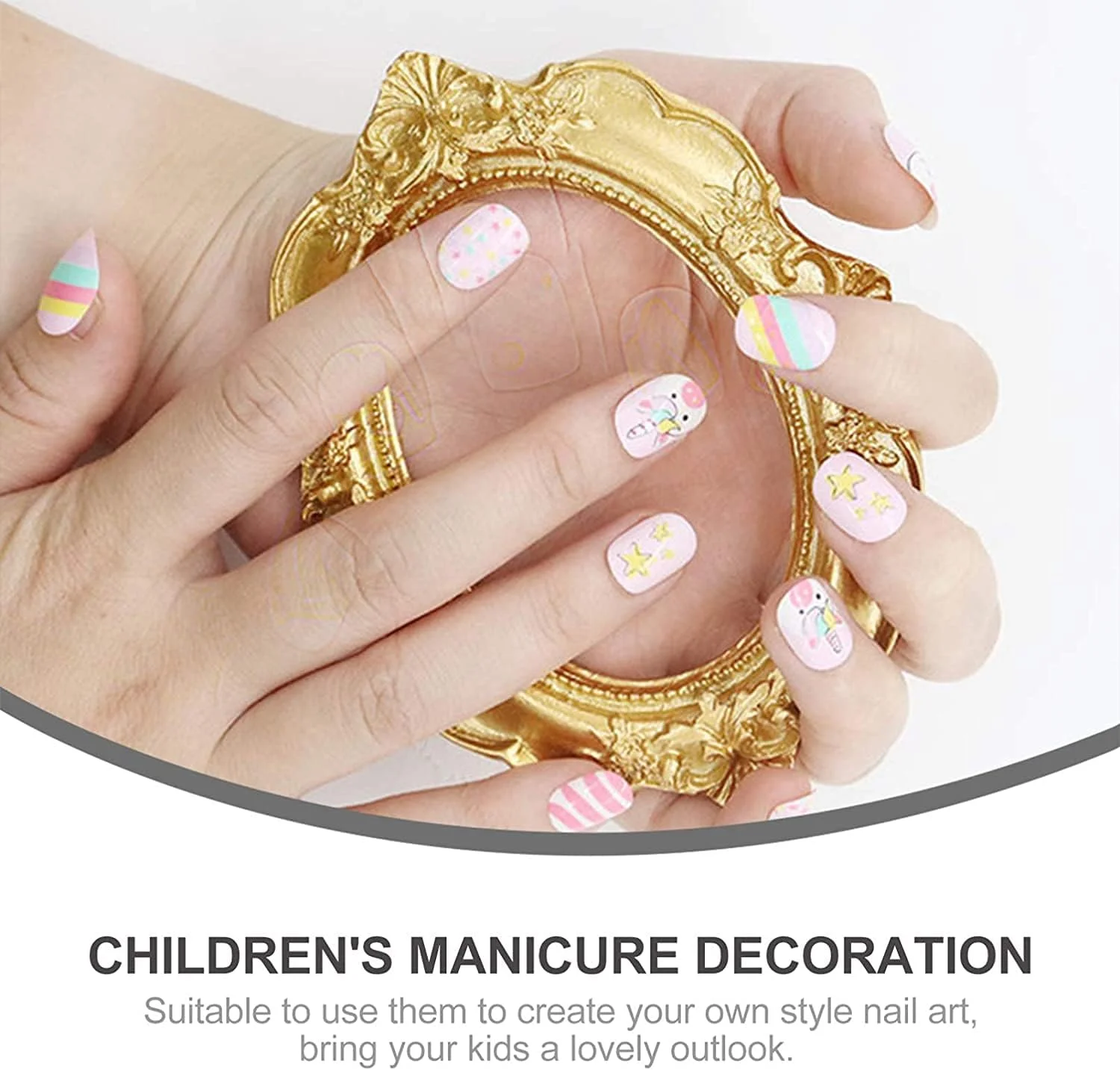 ناخن مصنوعی دخترانه ELECDON، ناخن های از پیش چسب دار با پوشش کامل برای کودکان، نوک ناخن های مصنوعی کوتاه از پیش چسب دار برای تزئین ناخن دختران، بچه ها و نوجوانان