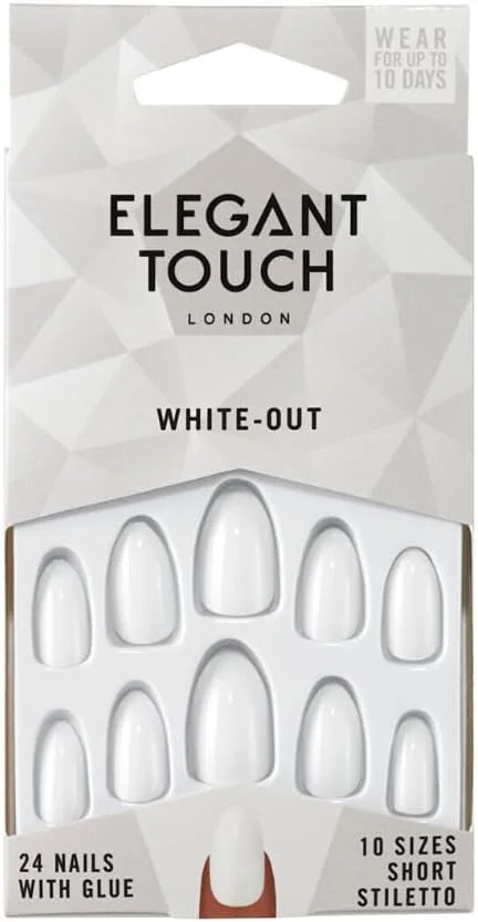 ناخن مصنوعی کوتاه استیلتو سفید
