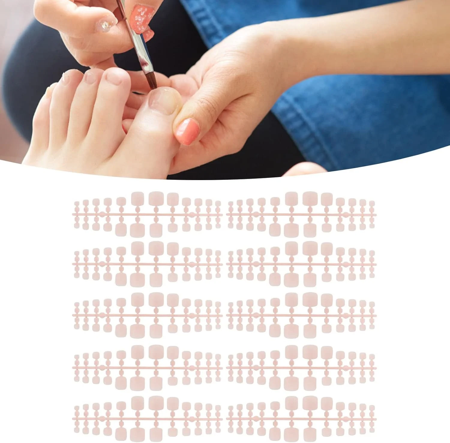 ناخن مصنوعی پا، 240 عدد نوک ناخن کامل DIY قابل حمل برای خانه (مات) با فیت محکم