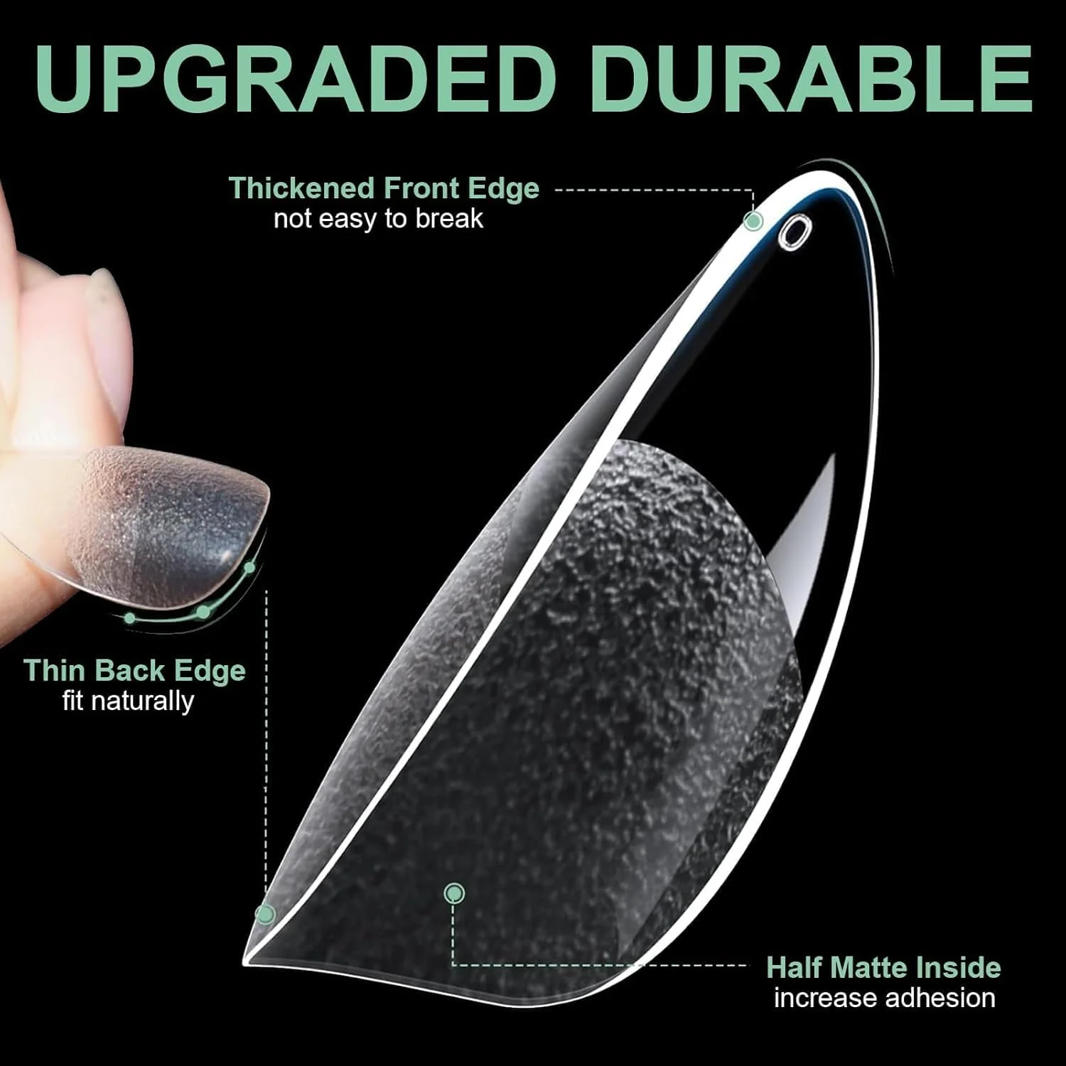 کیت تیپ ناخن ژله ای نرم، 504 عدد ناخن مصنوعی بادامی شفاف برای اکستنشن، ناخن های از پیش فرم داده شده نیمه مات پوشش کامل در 10 سایز، تیپ های ناخن اکریلیک بادوام و راحت برای طراحی ناخن در خانه و سالن