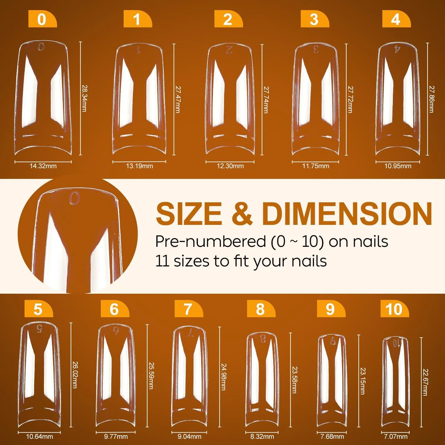 تیپ ناخن فرنچ برای کاشت ژل، 550 عدد در 11 سایز مختلف، پوشش نیمه، ناخن مصنوعی، ناخن های پرسی، تیپ ناخن اکریلیک - 019