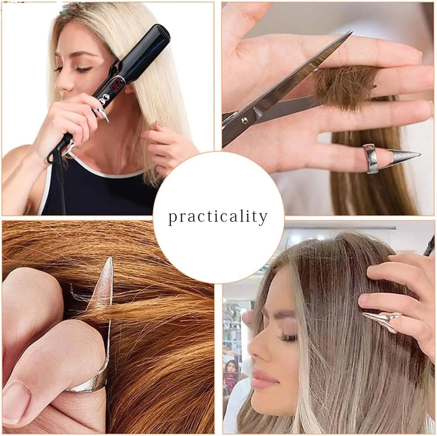 20 عدد حلقه پنجه انگشتی، حلقه های پنجه باز قابل تنظیم، مجموعه کامل انگشتی، ابزار بافت مو برای تزئین مهمانی تعطیلات، مناسب بزرگسالان و کودکان (نقره ای)