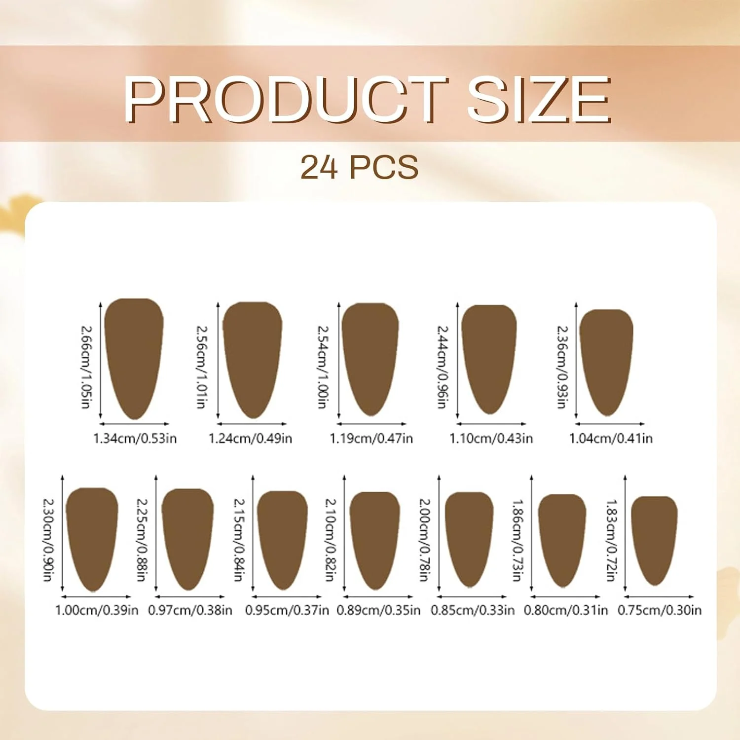 ناخن مصنوعی بادامی GlamRays، ۲۴ عددی، متوسط، طرح توری فرانسوی آبی و سفید با صدف و ستاره سه بعدی