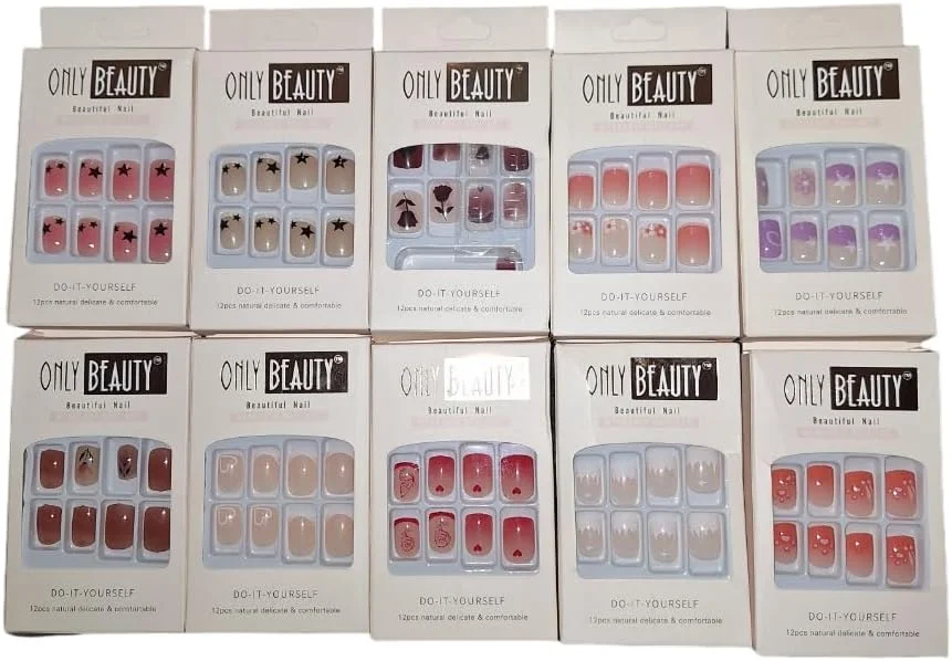 ناخن مصنوعی بسته 2 عددی (20 عدد) براق با طرح چاپی. استفاده آسان برای مجالس و کار. محافظت از ناخن های طبیعی. ناخن های مصنوعی با طرح های متنوع.