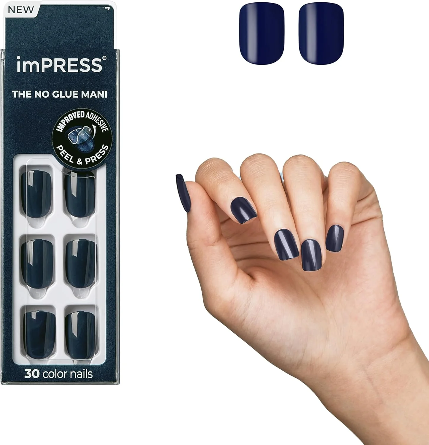 کیت ناخن ژلی رنگی imPRESS KISS، Graytitude، با فناوری PureFit، مانیکور رنگی بدون لاک، شامل پد آماده سازی، سوهان کوچک، چوب کوتیکول و 30 ناخن مصنوعی