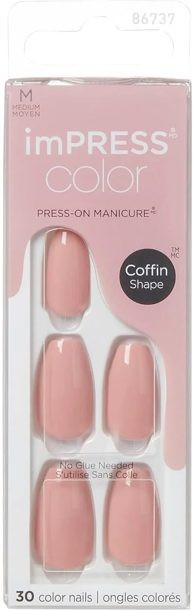 ناخن مصنوعی رنگی مدل تابوتی متوسط Kiss Impress - مجلل IMC504C