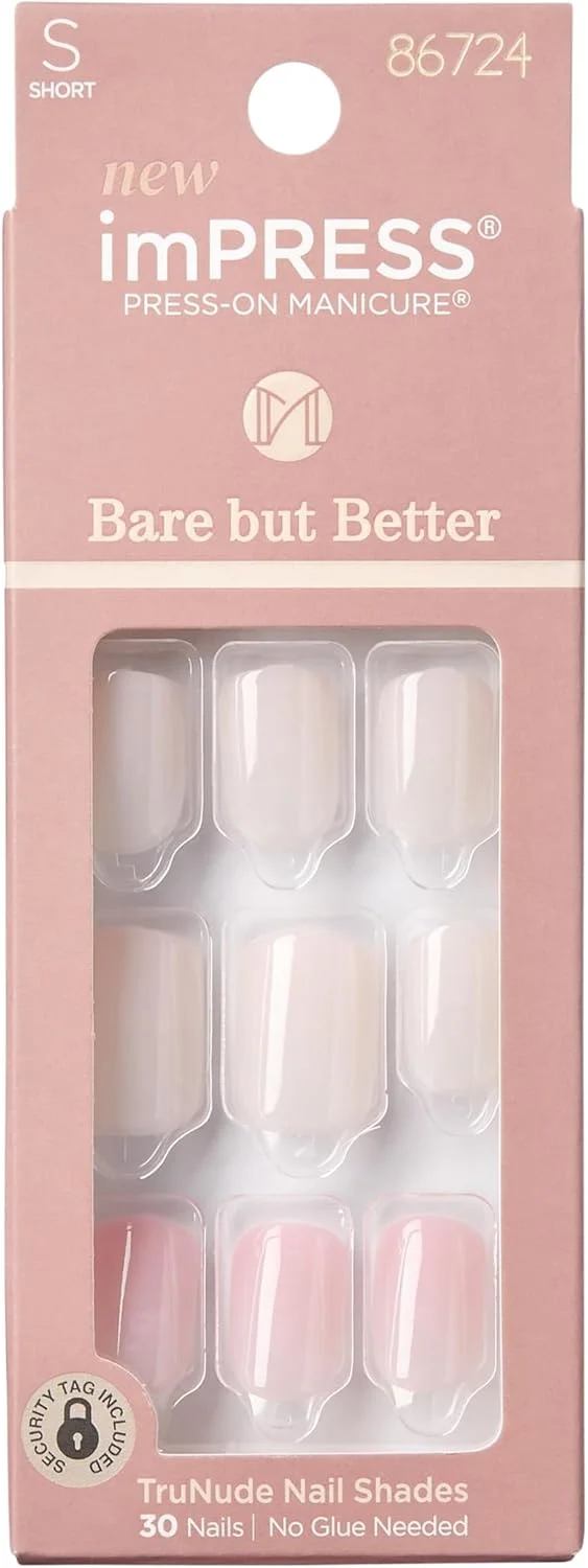 ست ناخن مصنوعی چسبی imPRESS KISS، رنگ های خنثی، پوشش بی نقص، 30 عدد ناخن مصنوعی مقاوم