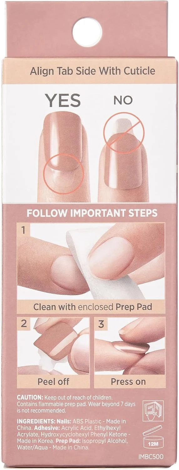 ست ناخن مصنوعی چسبی imPRESS KISS، رنگ های خنثی، پوشش بی نقص، 30 عدد ناخن مصنوعی مقاوم