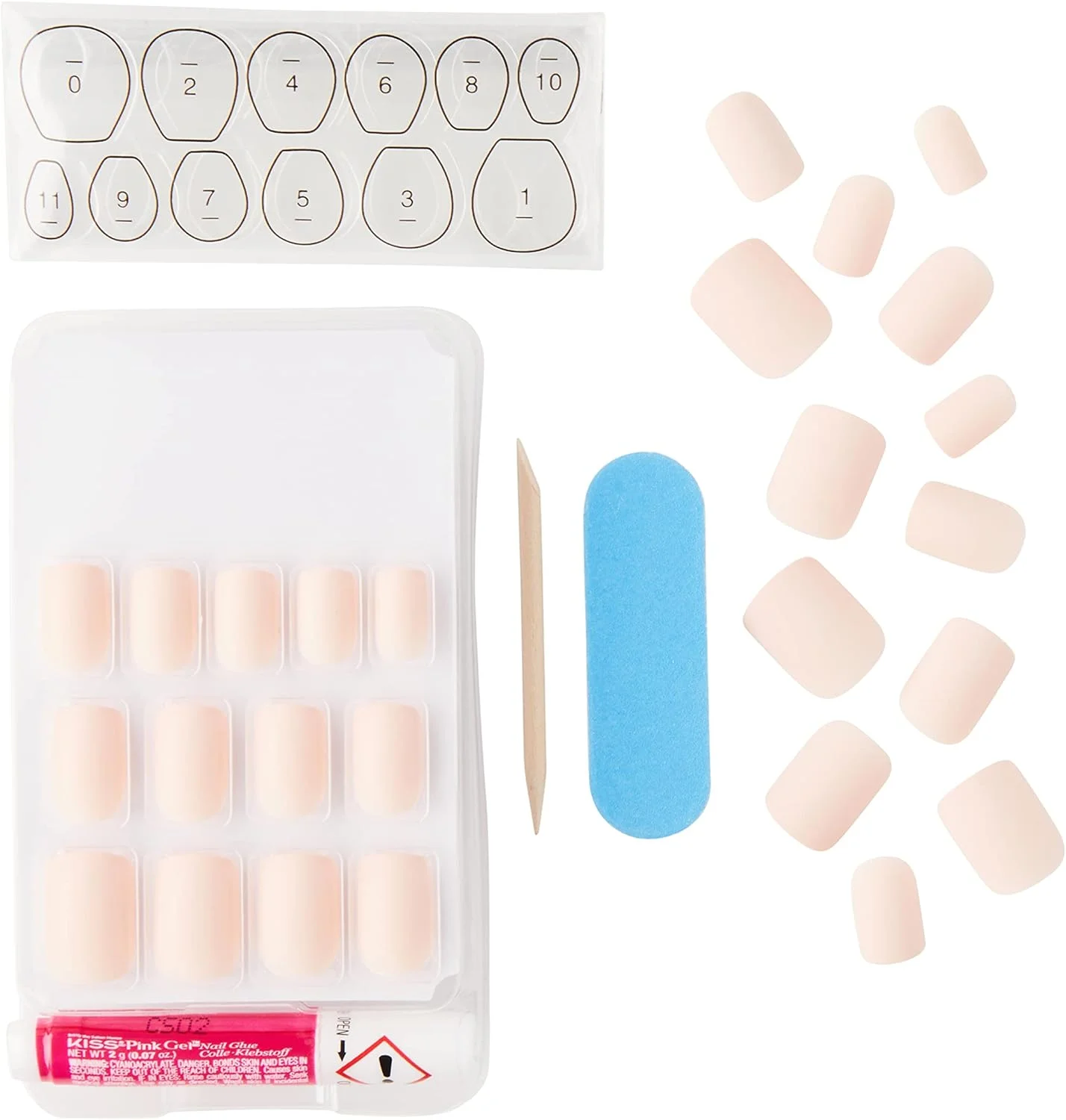 ناخن مصنوعی ژلی کیس، طول متوسط، رنگ بژ، ۲۸ عدد