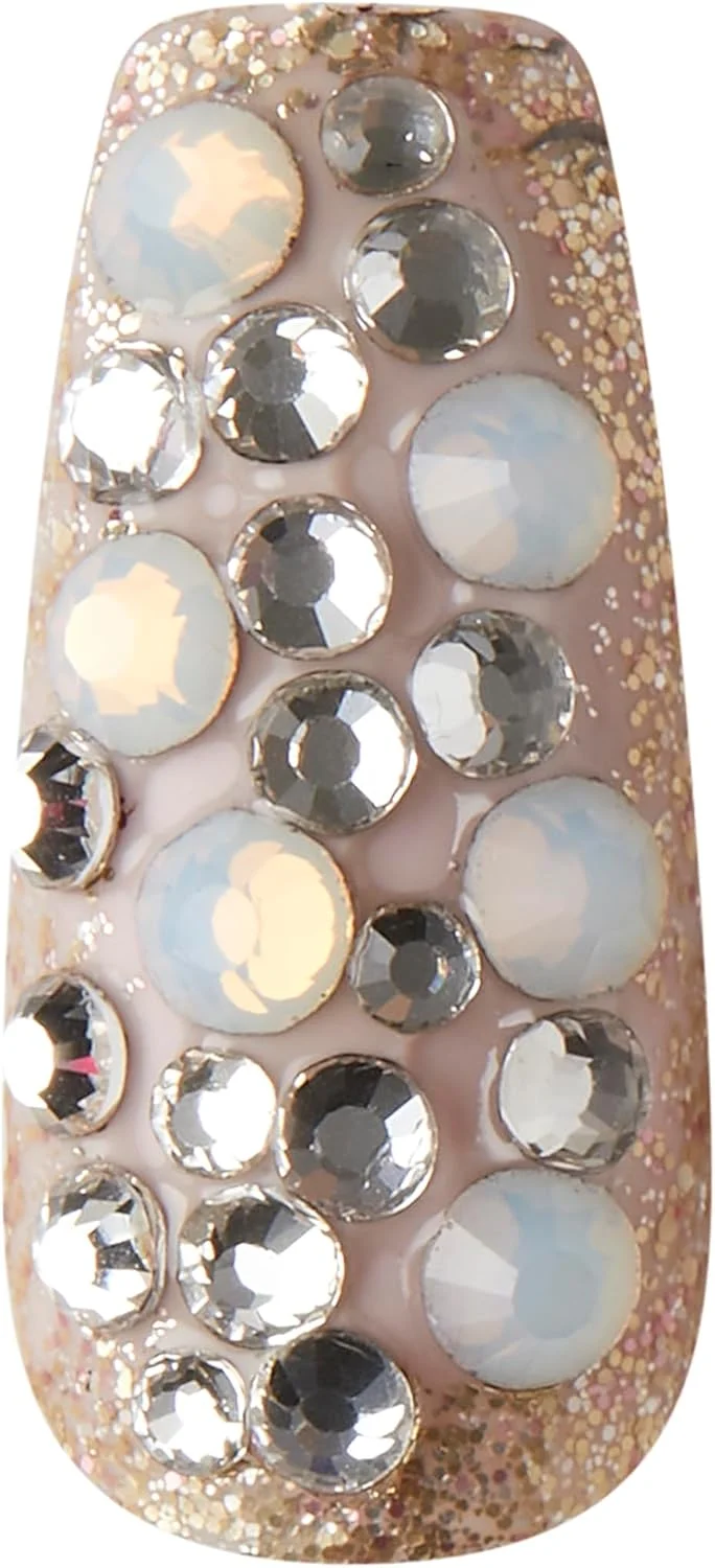 ناخن مصنوعی لوکس و بی‌نظیر KISS مدل 'Heirloom'، شامل 30 ناخن چسبی، شامل 12 ناخن نگین‌دار