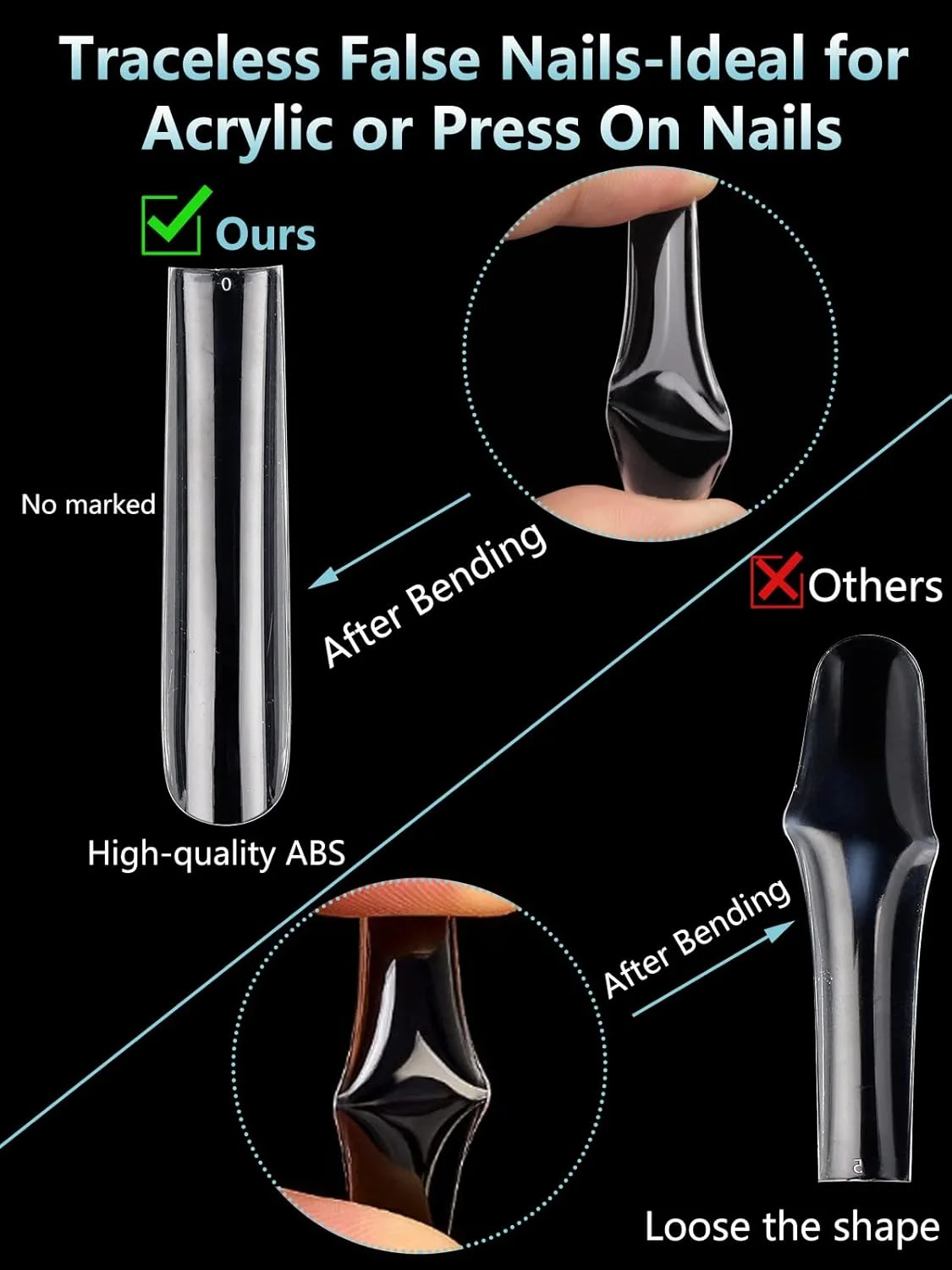 ناخن مصنوعی مربعی نوک تیز فوق العاده بلند LIONVISON 3XL، 240 عدد نوک ناخن مصنوعی شفاف مربعی صاف برای ناخن های اکریلیک، 12 سایز پوشش کامل ناخن های فشاری برای مانیکور سالن هنر ناخن DIY