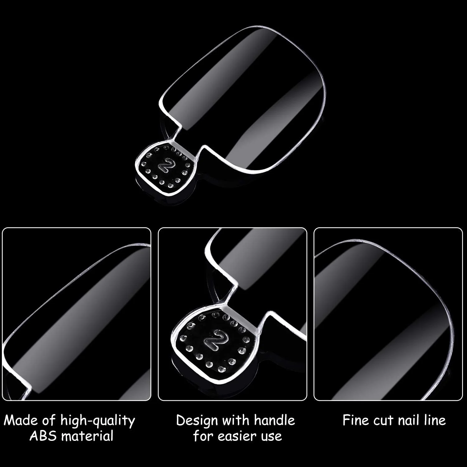 100 عدد ناخن مصنوعی پا، نوک ناخن های اکریلیک با جعبه، ناخن های ژلی مصنوعی، پوشش کامل ناخن پا، 10 سایز (شفاف)