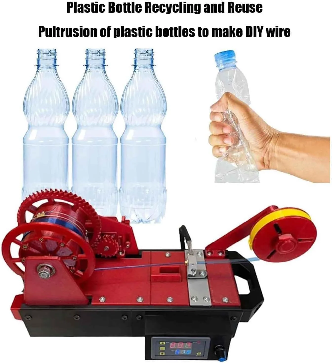 دستگاه اکسترودر پرینتر سه بعدی، اکسترودرهای بازیافتی رومیزی PET با نمایشگر دیجیتال، بازیافت کننده بطری پلاستیکی، دما و سرعت قابل تنظیم، برای خانواده ها، استودیوهای کوچک، سازندگان DIY
