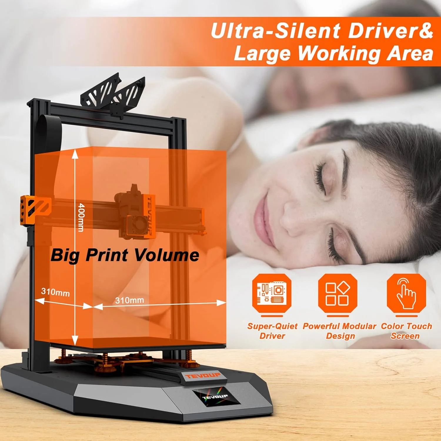 دستگاه حکاکی و پرینتر سه بعدی Fawoonu TEVOUP HYDRA 2 در 1، ابعاد ساخت 305x305x400 میلی‌متر، دارای صفحه شیشه‌ای مشبک، بستر گرمایشی سریع، صفحه لمسی 4.3 اینچی، درایور فوق‌العاده بی‌صدا، تراز خودکار، مناسب برای پروژه‌های DIY