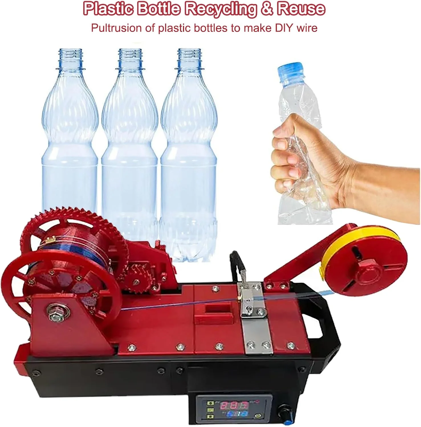 اکسترودر برای پرینتر سه بعدی، سازنده فیلامنت PET بازیافتی، تبدیل زباله به گنج، کنترل دما/سرعت قابل تنظیم، پولترود شده فیلامنت سه بعدی، برای خانواده ها، سازندگان DIY، سبز