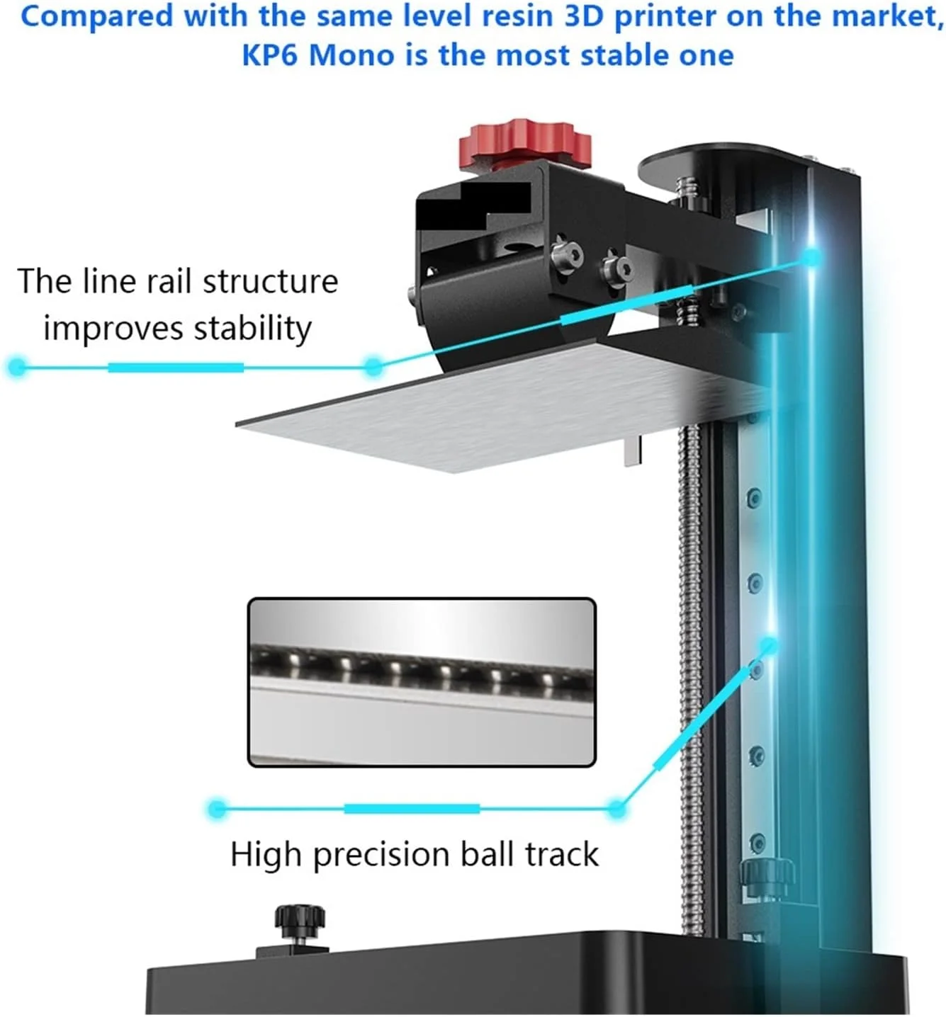 چاپگر سه بعدی LCD مدل KP6 PLUS با صفحه نمایش 6.6 اینچی 4K تک رنگ رزینی SLA UV، چاپگر سه بعدی با سرعت بالا KP6 PLUS SLA، تراز خودکار، بدون صدا (رنگ: KP6 PLUS مغناطیسی)