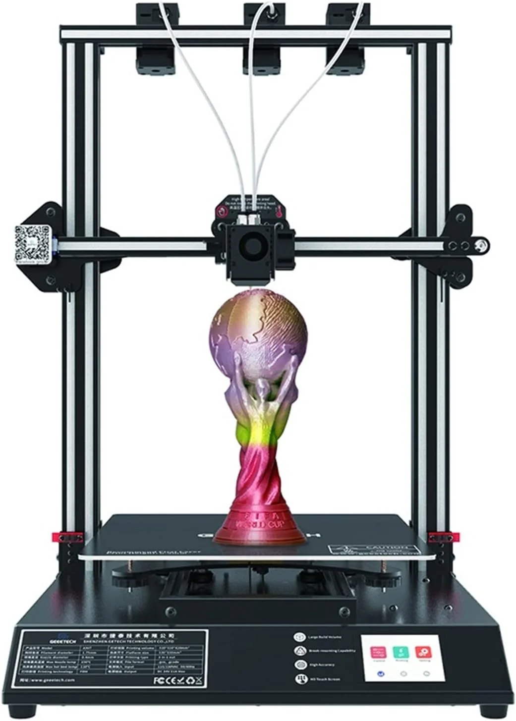 پرینتر سه بعدی A30T، پرینتر سه بعدی بزرگ، چند رنگ، 3 اکسترودر، محور Z دوتایی، 320 * 320 * 420، دقت بالا، مونتاژ سریع، کیت DIY پرینتر سه بعدی