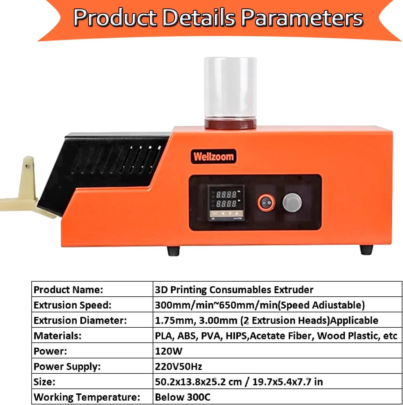 دستگاه اکسترودر فیلامنت سه بعدی، سرعت قابل تنظیم 300-650 میلی متر در دقیقه، نمایشگر LCD، برای دستگاه اکسترودر فیلامنت پرینتر سه بعدی رومیزی