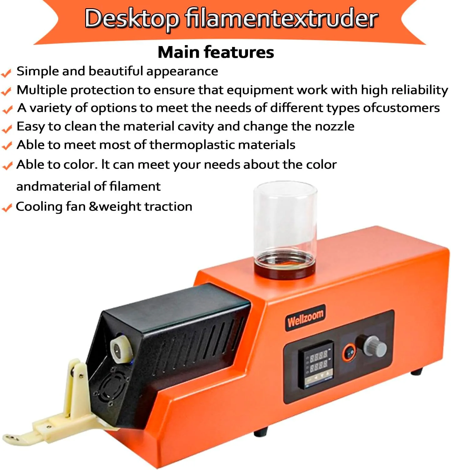 دستگاه اکسترودر فیلامنت سه بعدی، سرعت قابل تنظیم 300-650 میلی متر در دقیقه، نمایشگر LCD، برای دستگاه اکسترودر فیلامنت پرینتر سه بعدی رومیزی