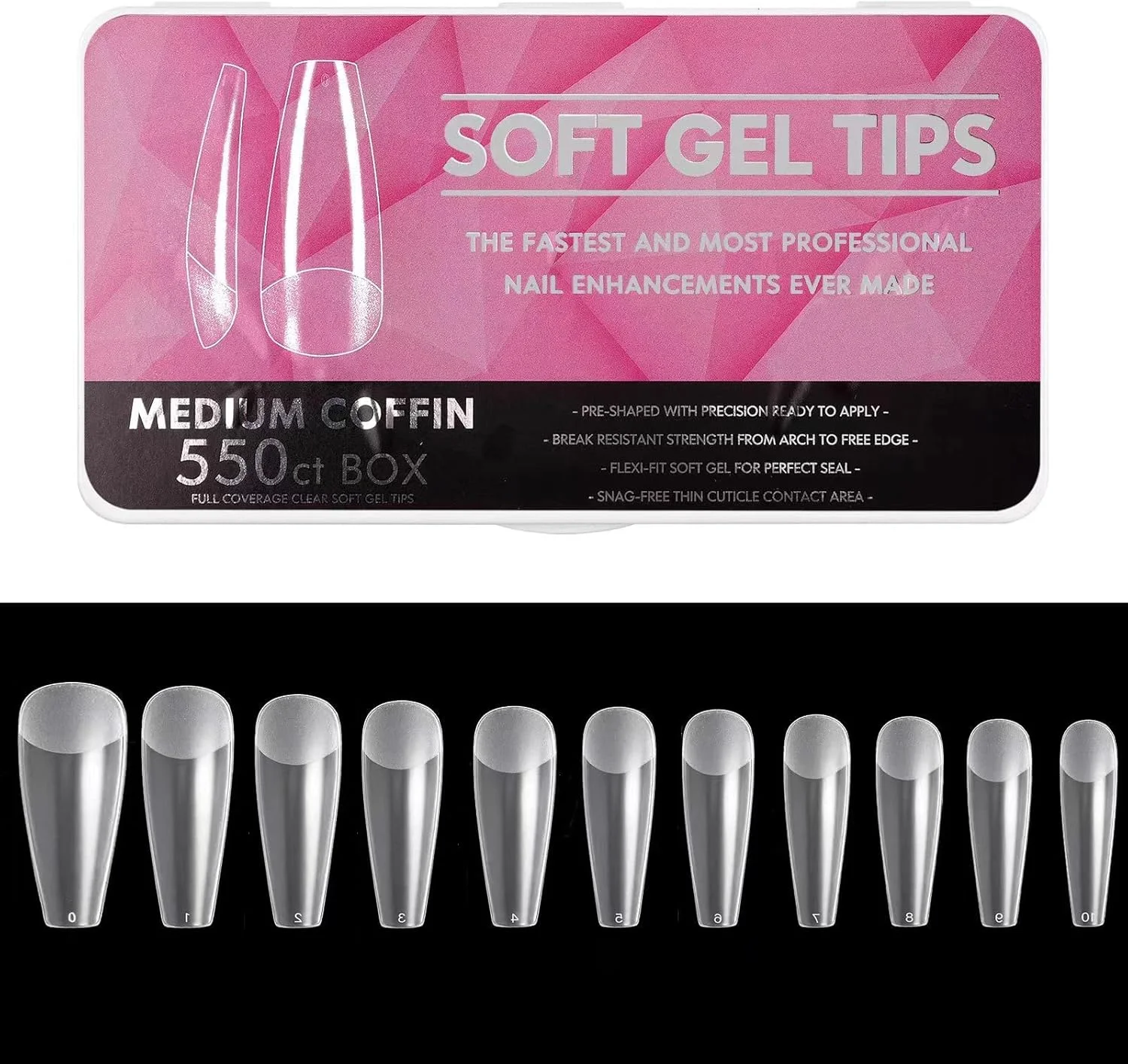 MAKINGTEC 550 عدد تیپ ناخن ژلی نرم پوشش کامل، 11 سایز مختلف تیپ ناخن ژلی پوشش کامل ناخن مصنوعی با جعبه، اکستنشن ناخن ژلی T شکل مات برای سالن های ناخن و طراحی ناخن DIY MAKINGTEC 550 عدد تیپ ناخن ژلی نرم پوشش کامل، 11 سایز مختلف تیپ ناخن ژلی پوشش کامل ناخن مصنوعی با جعبه، اکستنشن ناخن ژلی T شکل مات برای سالن های ناخن و طراحی ناخن DIY