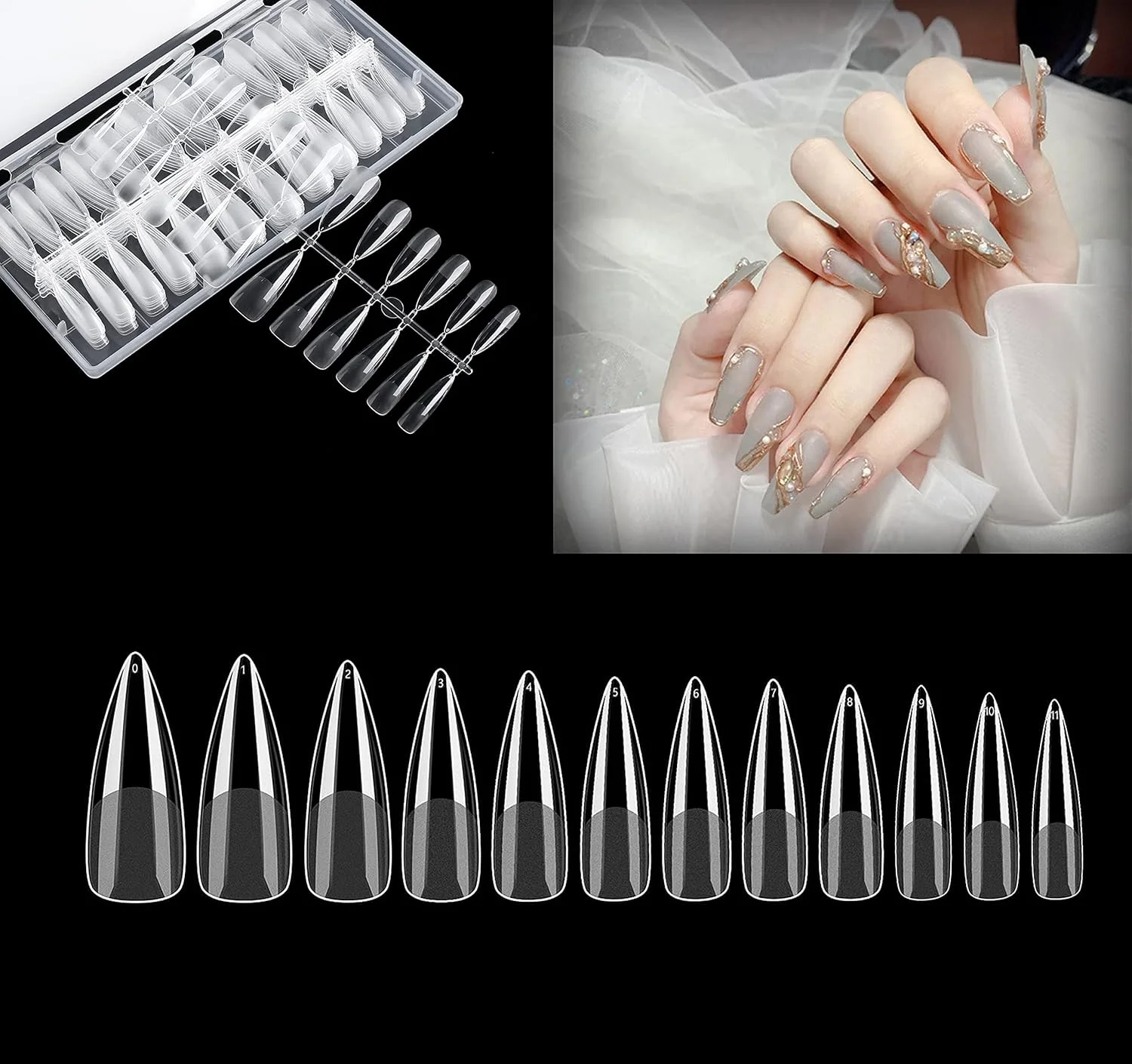 تیپ ناخن ژلی پوشش کامل MAKINGTEC، ۲۴۰ عدد در ۱۲ سایز، تیپ ناخن ژلی شفاف استیلتو بلند با جعبه برای کاشت ناخن با فشار، مانیکور DIY، خیساندن تیپ ناخن ژلی پوشش کامل MAKINGTEC، ۲۴۰ عدد در ۱۲ سایز، تیپ ناخن ژلی شفاف استیلتو بلند با جعبه برای کاشت ناخن با فشار، مانیکور DIY، خیساندن