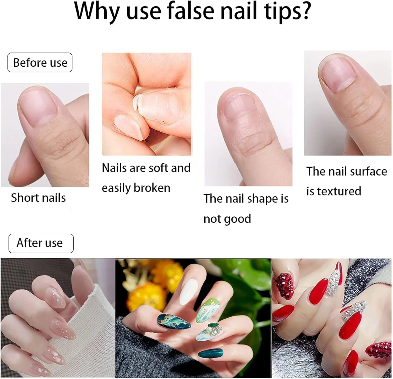 تیپ ناخن ژلی پوشش کامل MAKINGTEC، ۲۴۰ عدد در ۱۲ سایز، تیپ ناخن ژلی شفاف استیلتو بلند با جعبه برای کاشت ناخن با فشار، مانیکور DIY، خیساندن