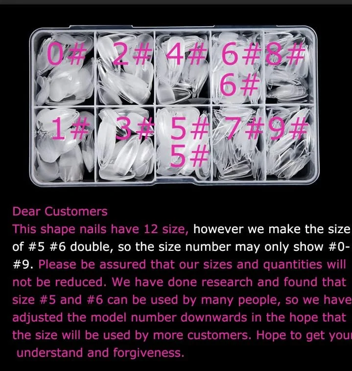 تیپ ناخن ژلی نرم مربعی متوسط، 600 عدد تیپ ناخن پوشش کامل از پیش بافر شده، نیمه مات