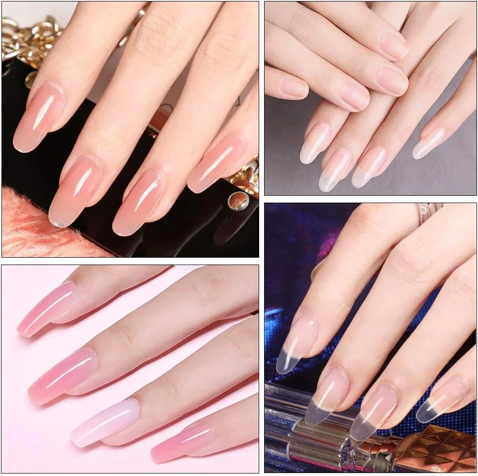 120 عدد ناخن مصنوعی تابوتی، نوک ناخن بالرین شفاف، پوشش کامل